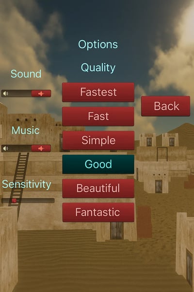A screenshot of a game with a menu of options.